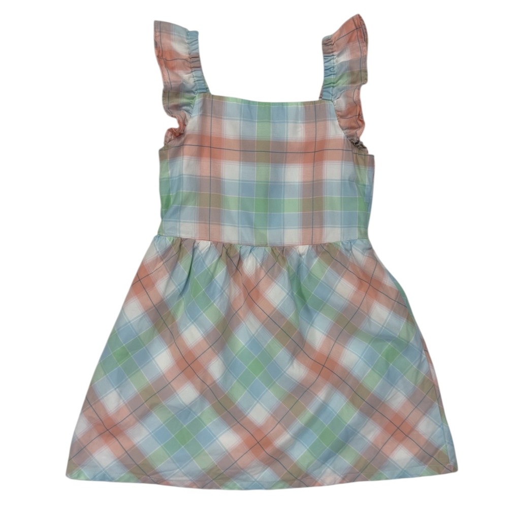 Carter's Pastel Plaid Ruffle Strap Cutout Back Easter Preppy SunDress Toddler 3T